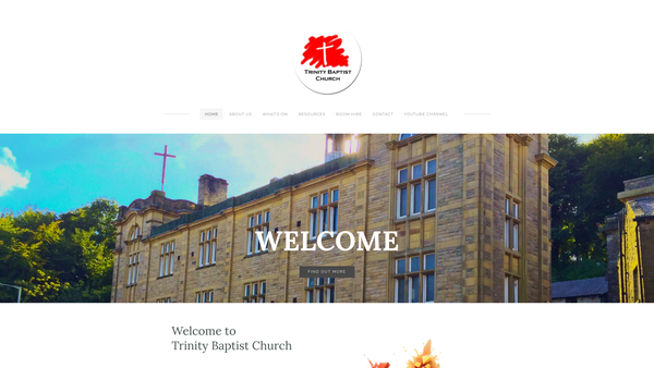 Screenshot of the Trinity Baptist Church, Bacup website