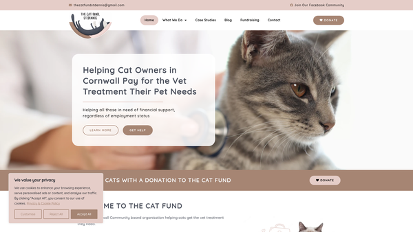 Screenshot of the The Cat Fund, St. Dennis website
