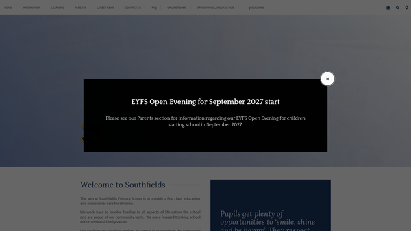 Screenshot of the Friends Of Southfields Primary School website