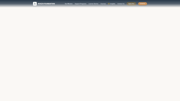 Screenshot of the Roszh Foundation website