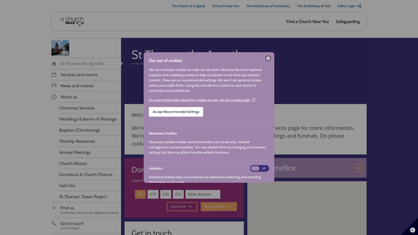 Screenshot of the St Thomas The Apostle Parochial Church Council website
