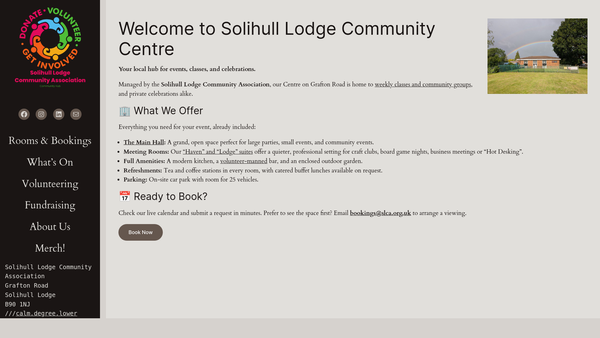 Screenshot of the Solihull Lodge Community Association website
