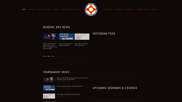 Screenshot of the British Karate Kyokushinkai website