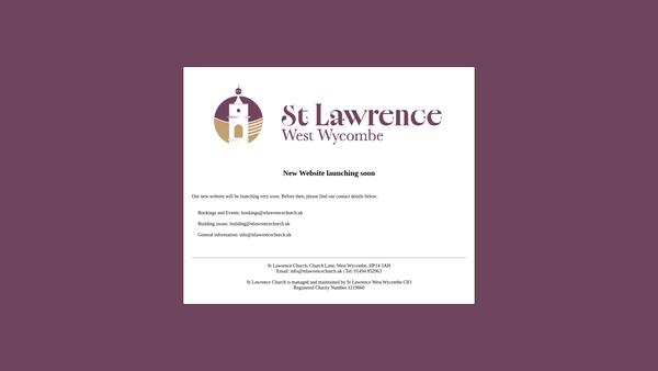 Screenshot of the St Lawrence West Wycombe CIO website
