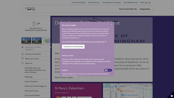 Screenshot of the The Parochial Church Council Of The Ecclesiastical Parish Of St Mary Magdalene, Debenham In The Diocese Of St Edmundsbury And Ipswich website
