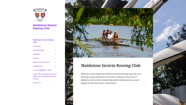 Screenshot of the Maidstone Invicta Rowing Club website