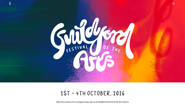Screenshot of the Guildford Festival Of The Arts website