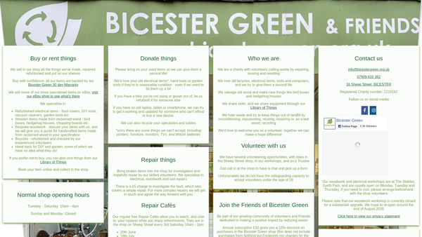Screenshot of the Bicester Green website