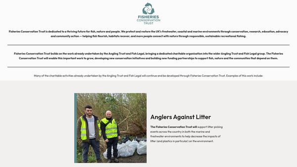 Screenshot of the Fisheries Conservation Trust website
