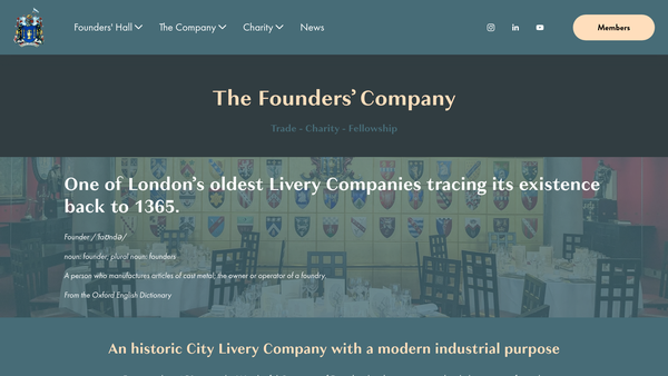 Screenshot of the Worshipful Company Of Founders Foundation Charity website