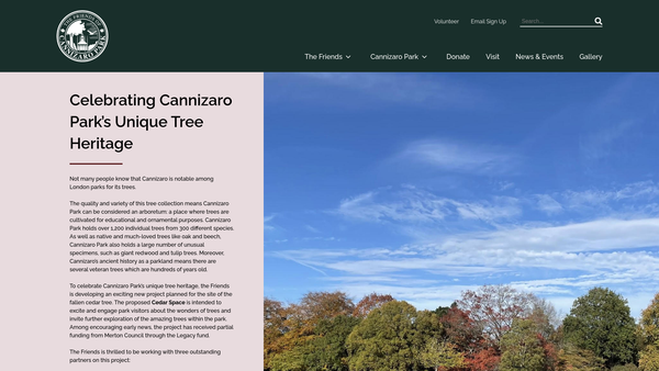 Screenshot of the The Friends Of Cannizaro Park CIO website