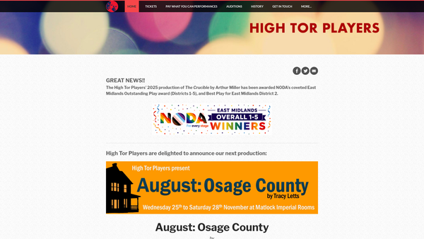 Screenshot of the High Tor Players website