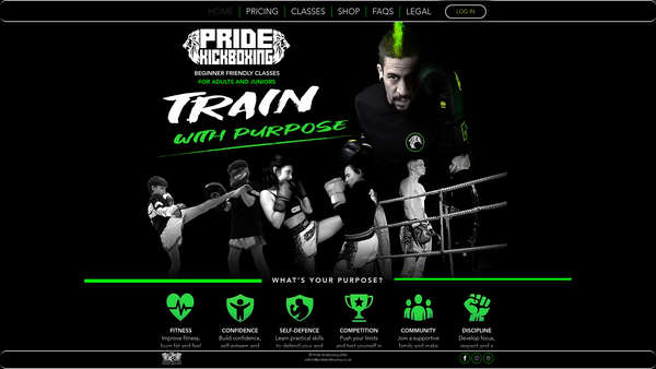 Screenshot of the Pride Kickboxing CIO website