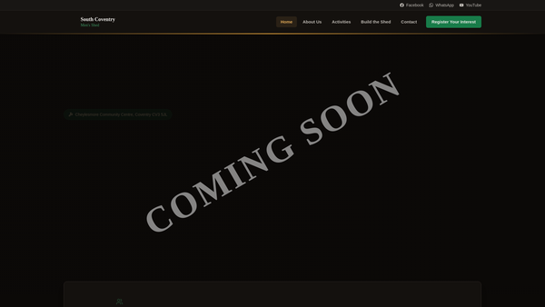Screenshot of the South Coventry Mens Shed website