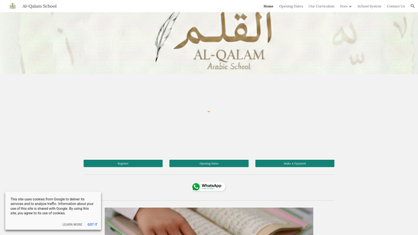 Screenshot of the Al-Qalam School website