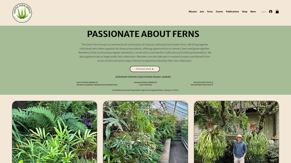 Screenshot of the Exotic Fern Group website