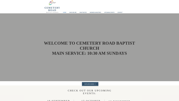 Screenshot of the Cemetery Road Baptist Church website