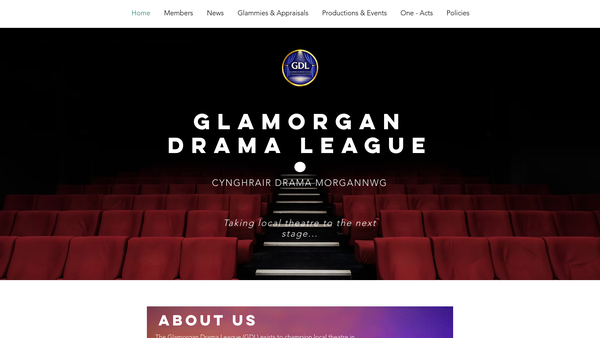 Screenshot of the Glamorgan Drama League website