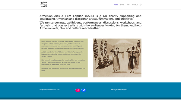 Screenshot of the Armenian Arts And Film London website