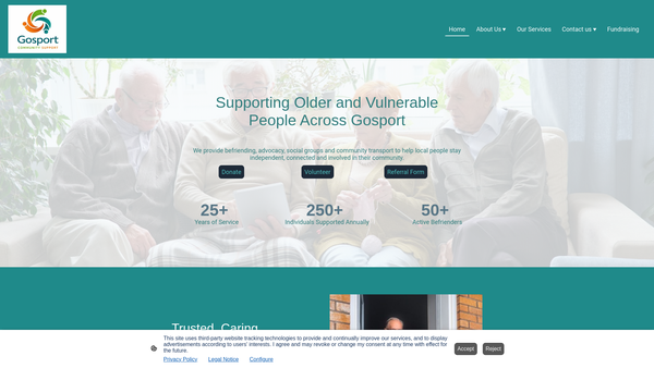 Screenshot of the Gosport Community Support website