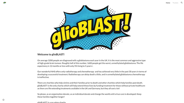 Screenshot of the Glioblast website