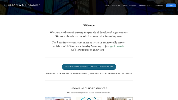 Screenshot of the St. Andrew's United Reformed Church Brockley website