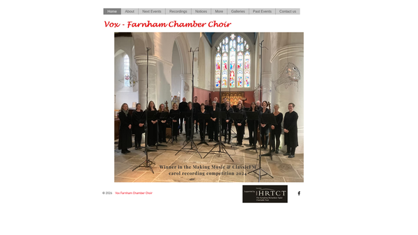 Screenshot of the Vox - Farnham Chamber Choir website