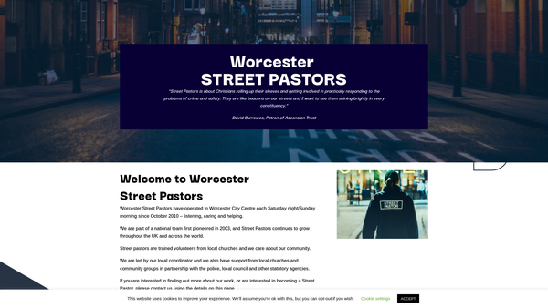 Screenshot of the Worcester Street Pastors website