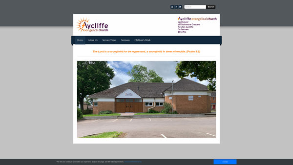 Screenshot of the Aycliffe Evangelical Church website