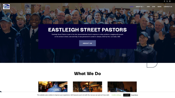 Screenshot of the Eastleigh Street Pastors website