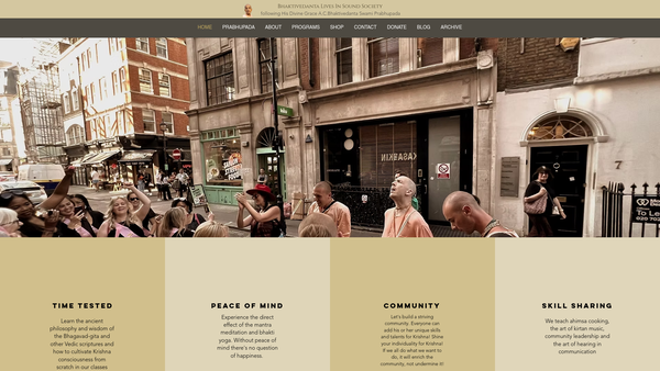 Screenshot of the Bhaktivedanta Lives In Sound Society website