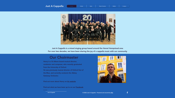 Screenshot of the Just A Cappella website