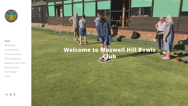 Screenshot of the Muswell Hill Bowls Club website