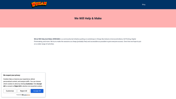 Screenshot of the We Will Help And Make website