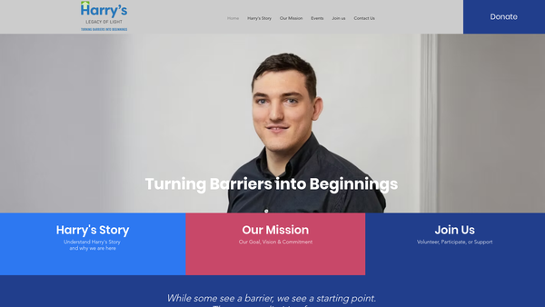Screenshot of the Harry's Legacy Of Light website