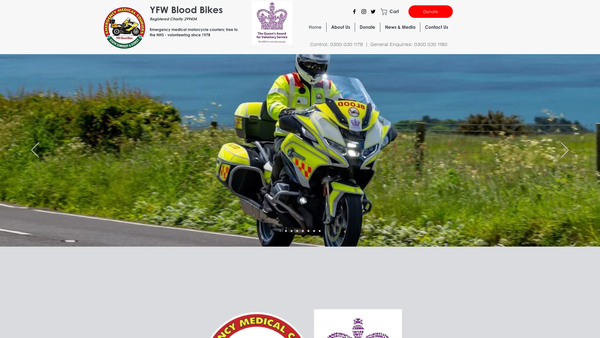 Screenshot of the Freewheelers Emergency Voluntary Service (Yeovil) website