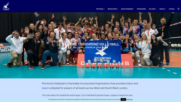 Screenshot of the Richmond Volleyball website
