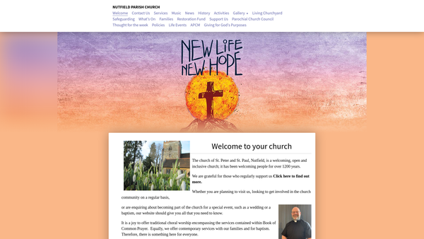 Screenshot of the The Parochial Church Council Of The Ecclesiastical Parish Of St. Peter And St. Paul, Nutfield website