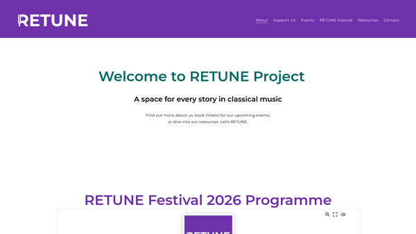 Screenshot of the Retune Project website