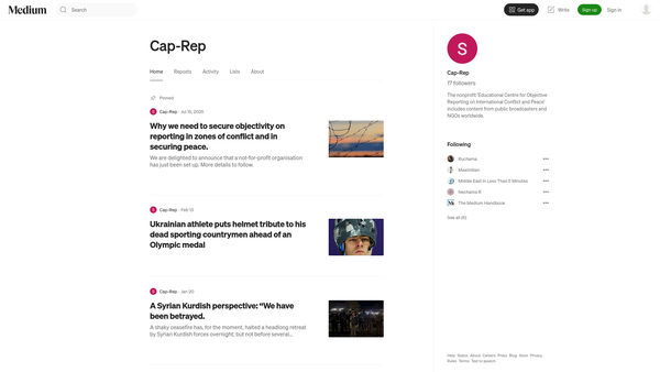 Screenshot of the Educational Centre For Objective Reporting On International Conflict And Peace website