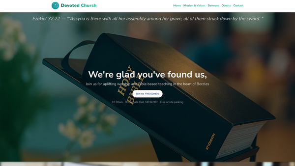Screenshot of the Devoted Church Of Almighty God website