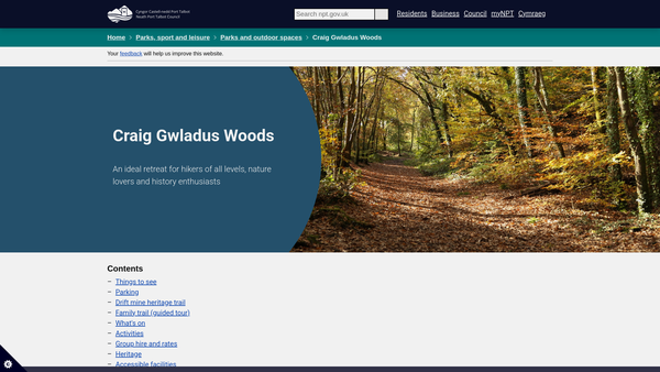 Screenshot of the Friends Of Craig Gwladus website