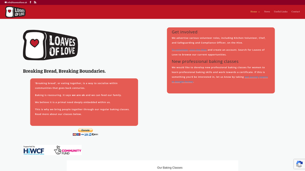 Screenshot of the Loaves Of Love website