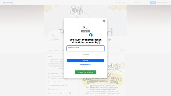 Screenshot of the Bee Blessed CIO website