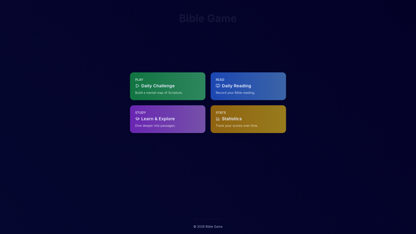 Screenshot of the Bible Game website