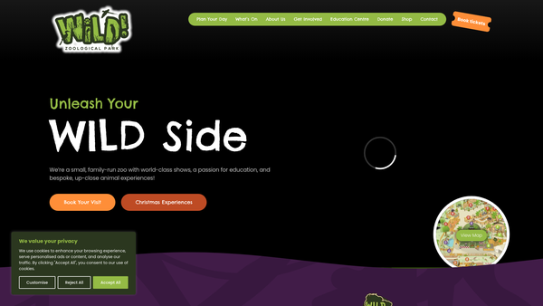 Screenshot of the Wild Zoological Foundation website