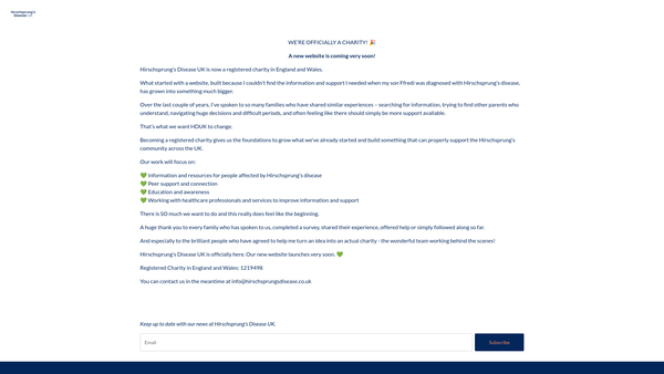 Screenshot of the Hirschsprung's Disease UK website