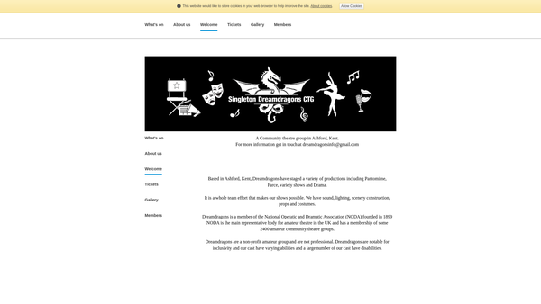 Screenshot of the Singleton Dreamdragons Community Theatre Group website