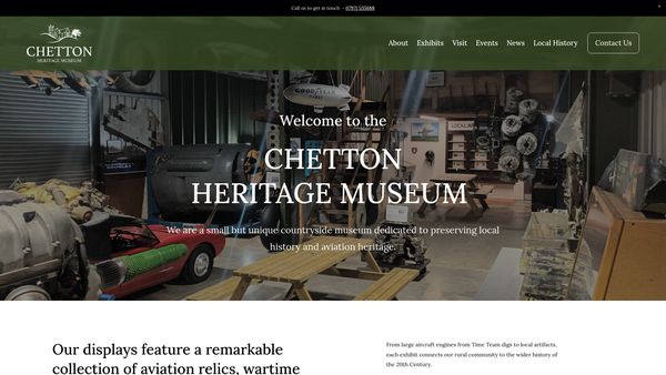 Screenshot of the Chetton Heritage Museum website