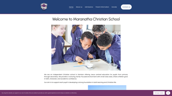 Screenshot of the Maranatha Christian School website